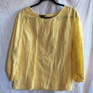Talbots Yellow Embroidered Blouse